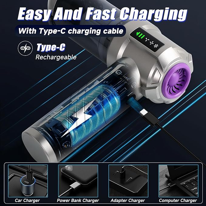 Car Vacuum Cleaner 18000PA Brushless Motor Hand Held VacuumAir Duster 120W High Power Mini Vacuum Cleaner Foldable with LED Screen for Home Car Office Pet