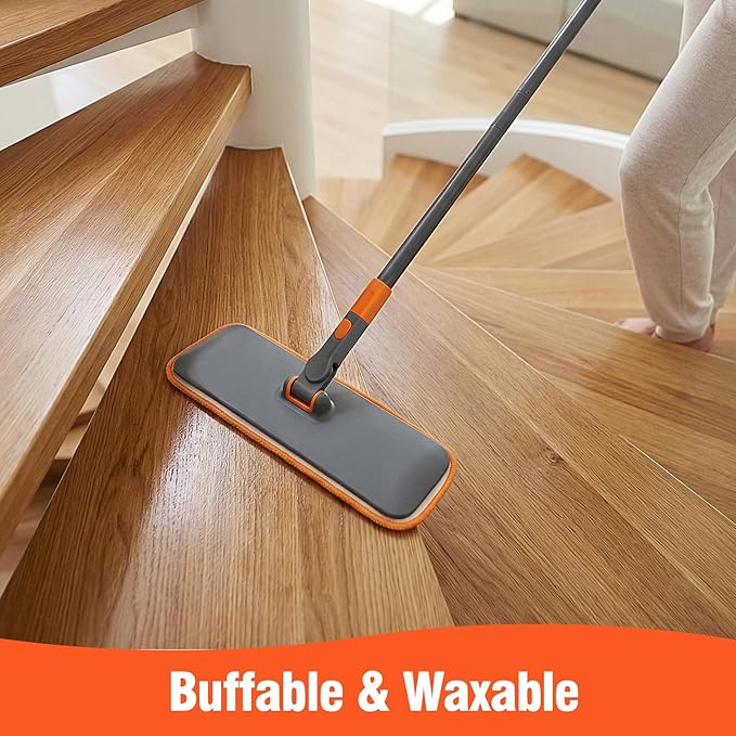 2-in-1 Wet Dry Flat Microfiber Mop for Hardwood Floors-Reusable Washable Pads Telescoping Long Handle Floor Cleaner for Tile Laminate Pet Hair Removal Car Detailing &amp Window Cleaning