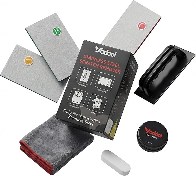 Stainless Steel Microwave Scratch Remover Kit for Non-Coated Stainless Steel Surfaces Removes Scratches Scuffs Abrasions Restores Brushed Finish DIY Repair Solution