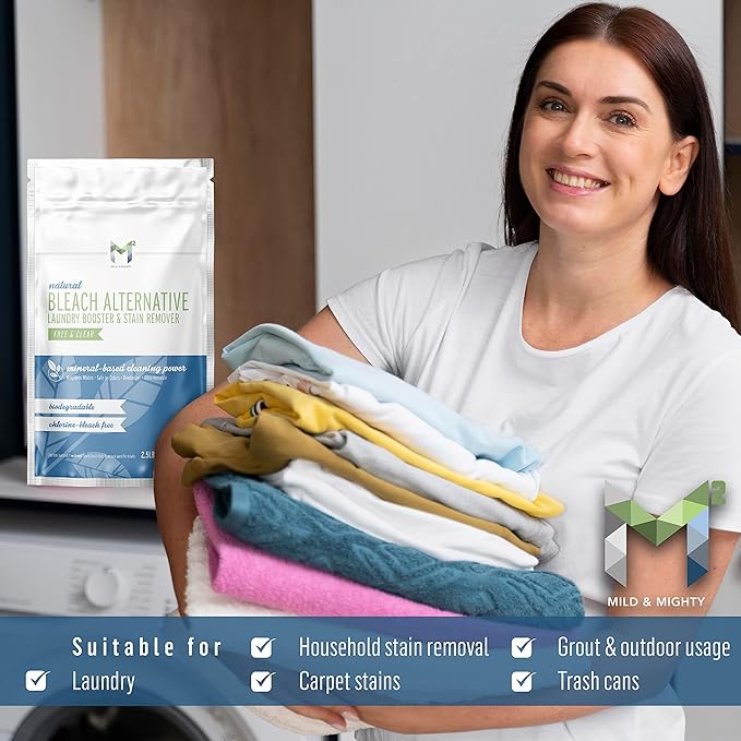 Bleach Alternative Stain remover Laundry Booster to Brighten Whites Chlorine Free Natural Mineral Based Powder 2.5 Pounds