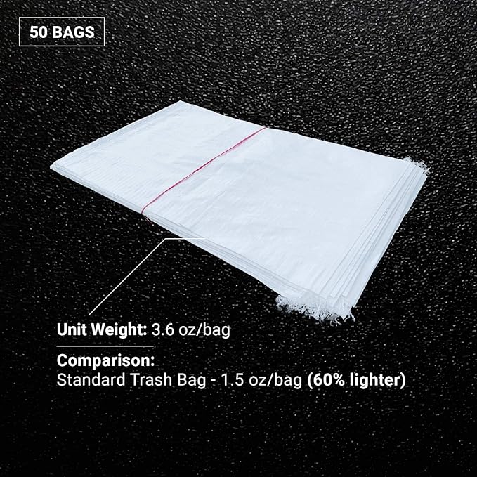 Sandbaggy Large Sandbags - Size: 25 x 40 - Thick Heavy Duty Contractor Bags Heavy Duty Garbage Bags Dumpster Bag Construction Trash Bags 6 mil (50 Bags)
