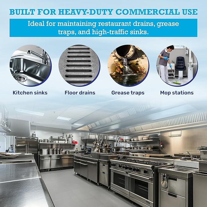 Drain Cleaner &amp Maintenance - Keeps Drains Pipes &amp Grease Traps Clean and Flowing Smoothly - Eliminates Odors - Non-Toxic &amp Pesticide-Free - Septic-Friendly - Made in USA