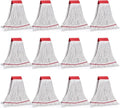 Matthew Cleaning Commercial Mop Head Replacement 5 Inch Wide Headband Looped End Cotton Blend String Wet Mops for Floor Cleaning 18 oz Medium Case Pack 12 Pcs White