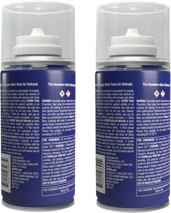 Ozium Air Sanitizer 2 oz Car Fogger: Single-Shot Smoke Odor Eliminator &amp Car Air Freshener (Original+That New Car Smell 2 Pack Variety)
