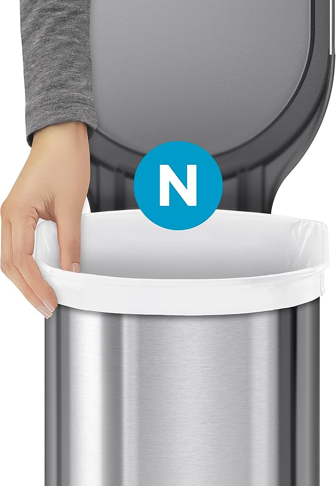 simplehuman Code N 60 Count Dispenser Pack Custom Fit Liners Drawstring Trash Bags 45-50 Liter / 11.9-13.2 Gallon White
