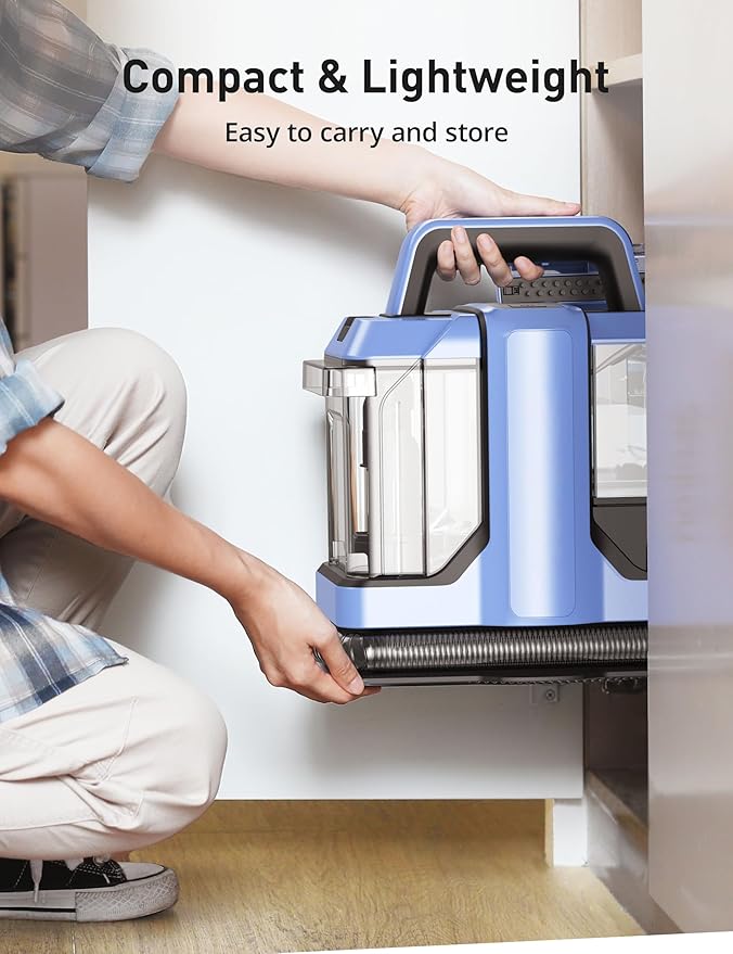 Carpet Cleaner Machines18KPA Upholstery Cleaner Machine with 2 Cleaning Tools Dual Large Tanks Portable Lightweight Spot Cleaner Machine for Pet Stains Carpet Stairs Couch Car Seats