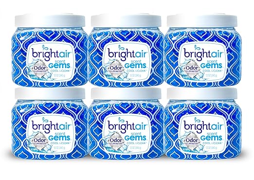 Bright Air Scent Gems For Small to Medium-Size Spaces Cool &amp Clean Scent 12 oz. Each Case of 6 Odor Eliminator &amp Air Freshener Natural Essential Oils Lasts Up to 45 Days Each