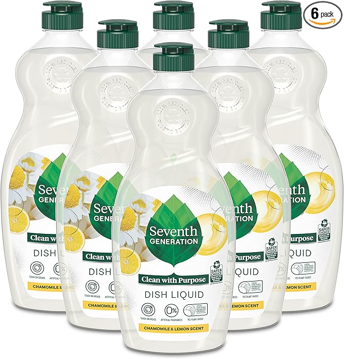 Seventh Generation Dish Soap Liquid Chamomile &amp Lemon Scent Pack of 6 Dishwashing Soap Dish Detergent Liquid Soap 19 oz
