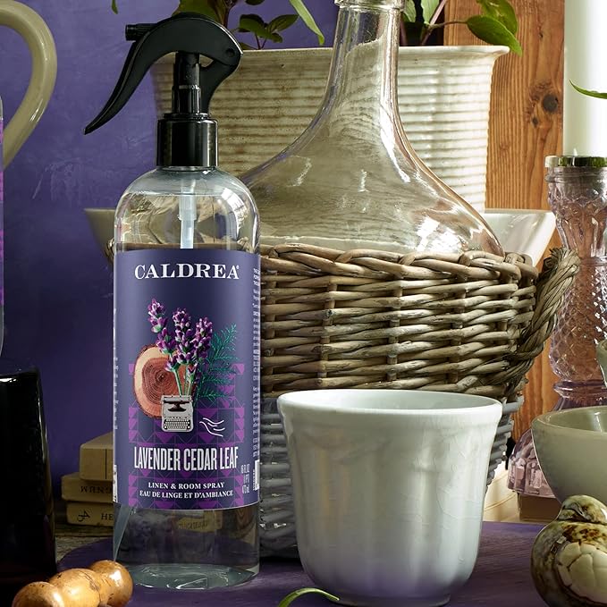 Caldrea Linen And Room Spray Air Freshener Made With Essential Oils Plant-Derived And Other Thoughtfully Chosen Ingredients Lavender Cedar Leaf Scent 16 Oz