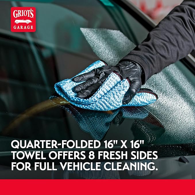 Griot's Garage PFM Crinkle Glass Towels for Car Detailing Streak-Free Cleaning for Windows Windshield Mirrors and More 16 x 16 55583 Set of 3