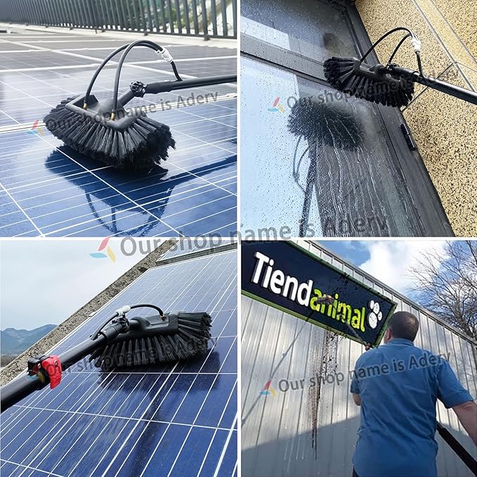 3.6-10.8M Window Cleaning Pole Hose Fed Water fed Telescopic Extendable Solar Panel Conservatory Brush Equipment Kit Window Roof Cleaning (7.2M)