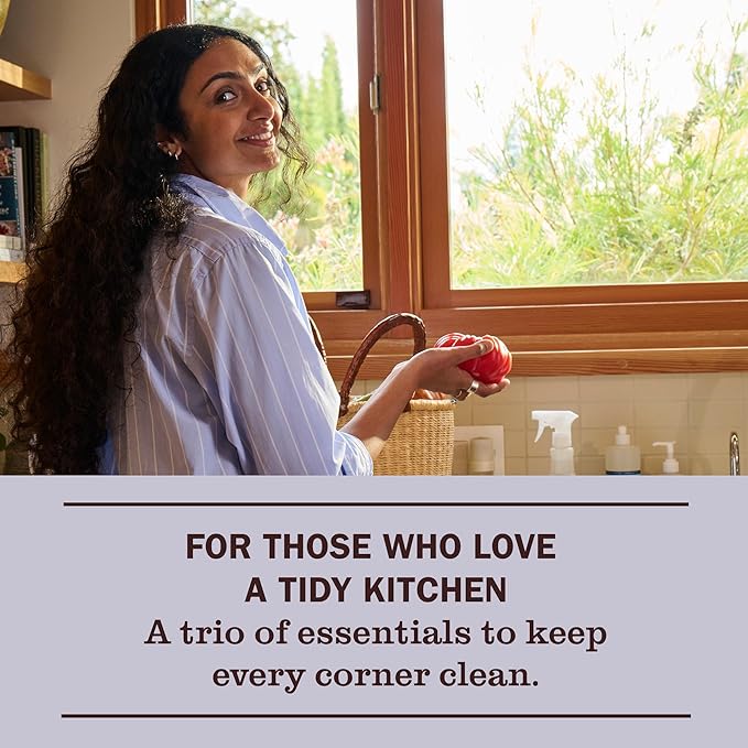MRS. MEYER'S CLEAN DAY Kitchen Basics Set Basil Scent Cleaning Supplies includes Hand Soap (12.5 Fl Oz) Dish Soap (16 Fl Oz) and Multi-Surface Cleaner (16 Fl Oz)