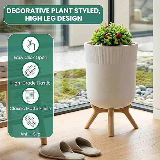 Small Bathroom Trash Can with Plant Style Lid 1.8 Gallon White Small Bathroom Garbage Can Decorative Wastebasket for Bedroom Office and Bathrooms Trash Bin That Looks Like a Plant