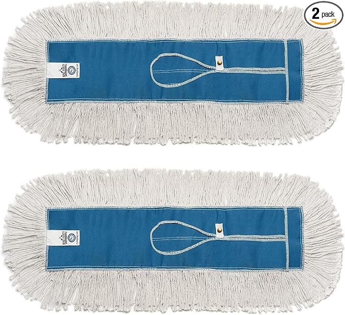 Nine Forty Industrial-Grade 36x5 Cotton Dust Mop Head Refills Perfect Replacement for Busy Home Gym Industrial and Commercial Spaces Heavy-Duty Mop for Janitorial &amp Housekeeping Needs - 2 Pack