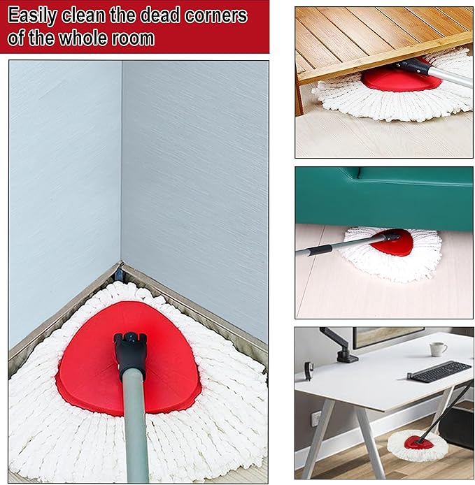 12 Pack Spin Mop Replacement Heads 100% Microfiber Spin Mop Refill for Easy Wring Compatible with Triangle Spin Mop 360 Degree Spinning Mop Replace Head for Floor Cleaning