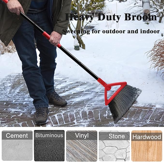 Heavy Duty Broom of Outdoor and Indoor 4 Packs Upgraded Commercial Angle Brooms Perfect Red Broom of HouseKitchen Garage Courtyard Concrete