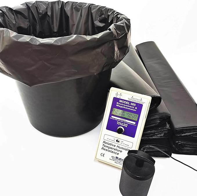 10 Pack Black ESD Anti-static Garbage Can Thick Plastic Bags for Clean Room | Static Control Flat-mouth Opening Anti static EPA 35L Trash Bin Polybag for Garbage DisposalSize 600x700mm