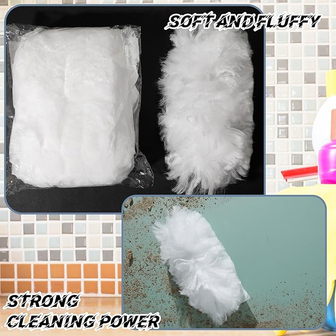 Vesici 300 Pcs Duster Refills Compatible with Swiffer Dusters Bulk Disposable Replacement Thickened with 1 Handle Heavy Duty for Cleaning Office (White)