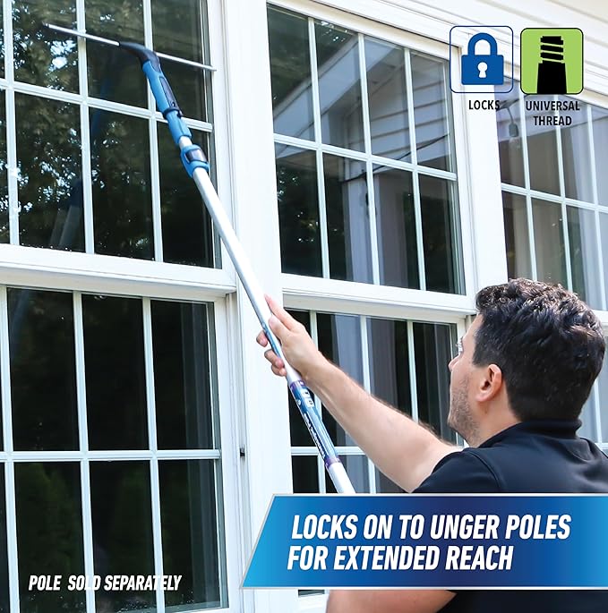 Unger Professional Connect and Clean 18” EZ Change Window &amp Glass Cleaning SqueegeeLarge-and Small WindowsRubber Blade Tool for Streak-Free ResultsIncludes 12” Channel(Pack of 6)