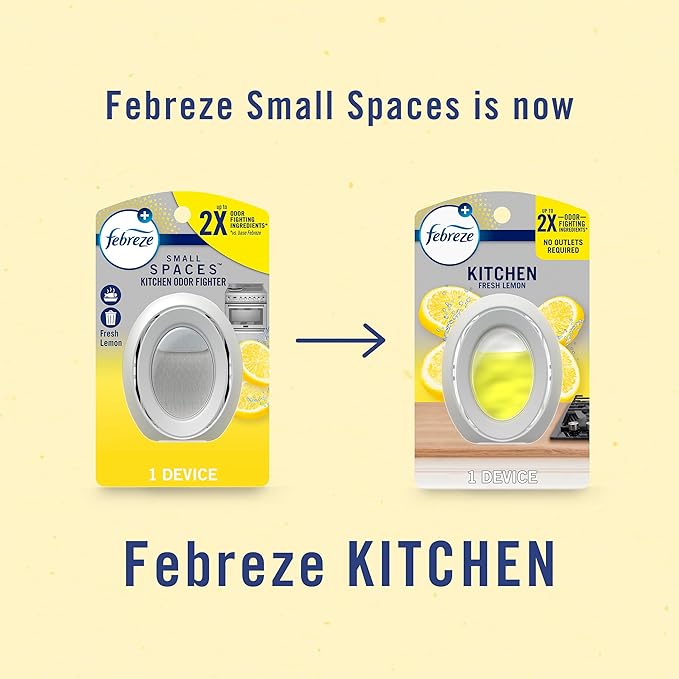 Febreze Kitchen Air Freshener Odor-Fighting Plug In Alternative Air Fresheners for Home and Bathroom and Kitchen Closet Air Fresheners Fresh Lemon Scent 6 Count