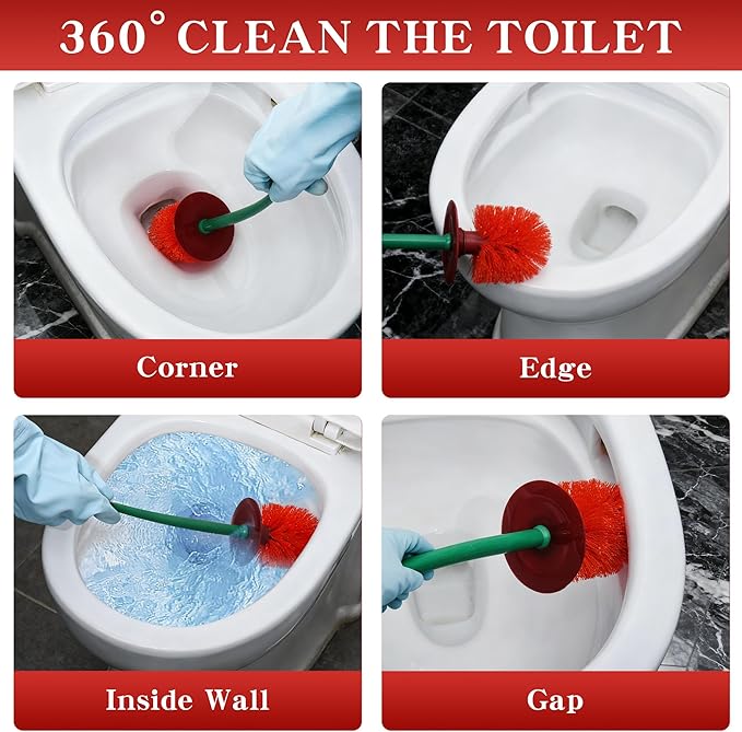 2 Pcs Cute Cherry Toilet Brush and Holder Set Cherry Bathroom Decor Accessories Decorative Toilet Scrubber Bowl Cleaners Brushes Eclectic Home Decor