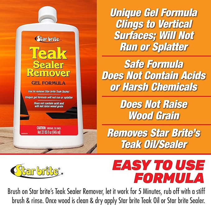 STAR BRITE Gel Teak Cleaner &amp Restorer – Citrus Scent Acid-Free Formula Designed for Use on Teak Surfaces
