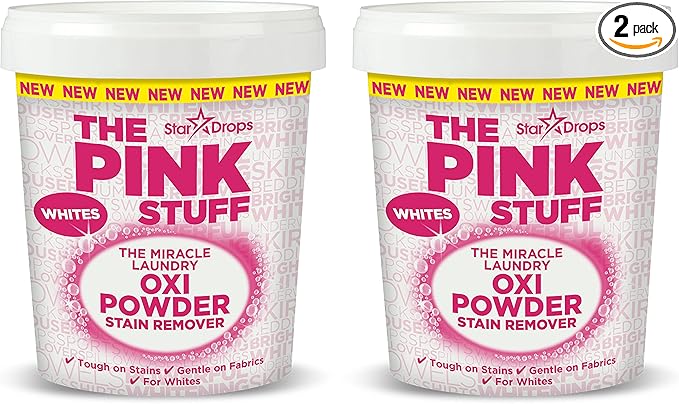 Stardrops - The Pink Stuff - The Miracle Laundry Oxi Powder Stain Remover For White’s Bundle (2 Whites Powder) 4.40 Pound (Pack of 2) (PS2LW)