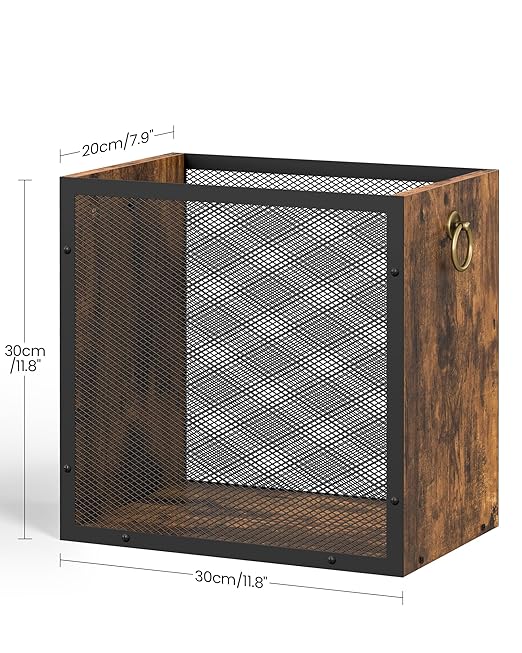 Trash Can 4.5 Gallon Rectangular Garbage Container Waste Basket Trash Bin for Bedroom Office Bathroom Kitchen Waste Rustic Brown and Black TCW33BF