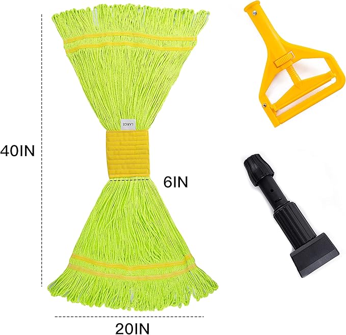 Matthew Cleaning Microfiber String Mop Heavy Duty Commercial Wet Mop Head ReplacementExcellent AbsorbencyPremium LaunderabilityReusable for HomeCommercial and Industrial Use(Green6Pack)