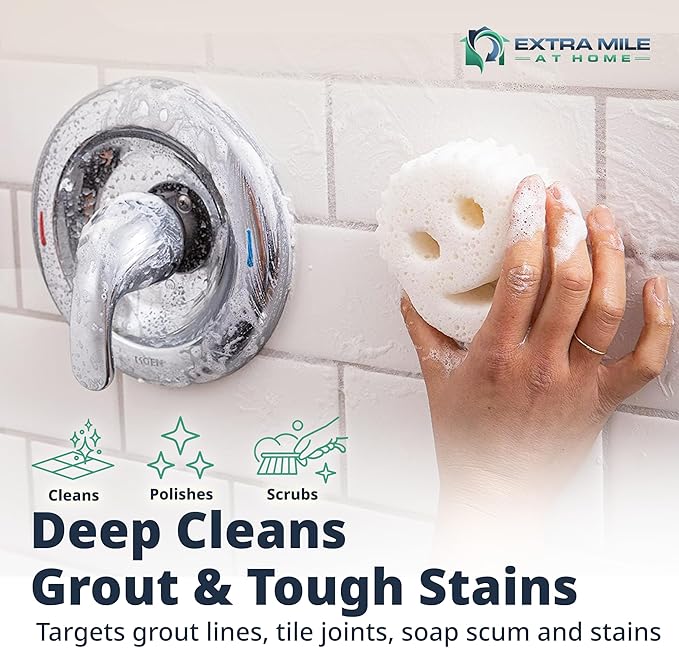 Power Paste Natural All Purpose Cleaner Bundle - Grout Cleaner for Tile Floors with Sponge &amp Crevice Brush - Deep Cleaning Tools for Shower Tile Grout Bathroom Kitchen Surfaces Tight Spaces at