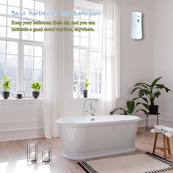 Automatic Fragrance Dispenser (2-Pack) Wall-mounted Aerosol Spray Air Freshener for Hotels Home Indoor Offices Schools Restaurants Commercial Place (White 008-BY)