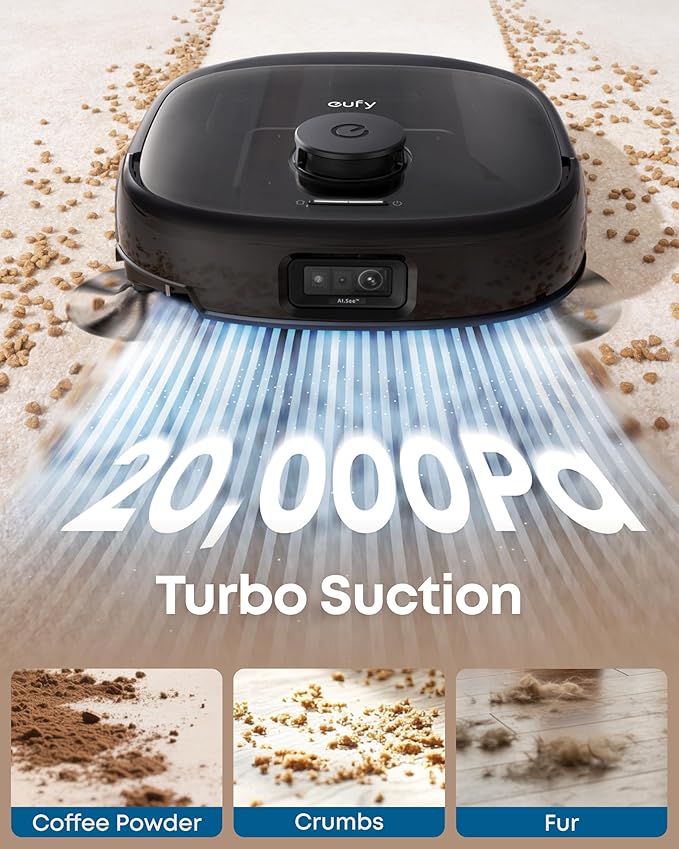 eufy Robot Vacuum E25 20000 Pa Turbo SuctionRoller Mop with HydroJet System All-in-One Robot Vacuum and Mop Combo Edge-to-Corner Cleaning Zero-Tangle Design AI Obstacle Avoidance (Upgraded)
