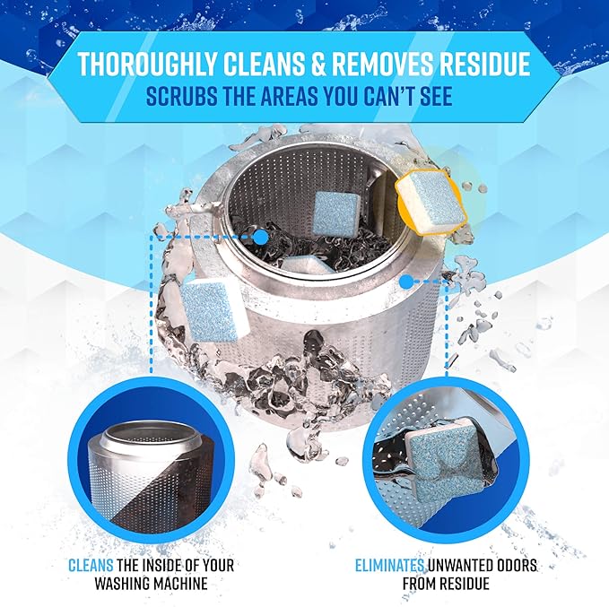 ACTIVE Ice Machine Cleaner and Washing Machine Cleaner - Includes 32oz Ice Maker Cleaning Solution and 24ct Washer Cleaner Tablets