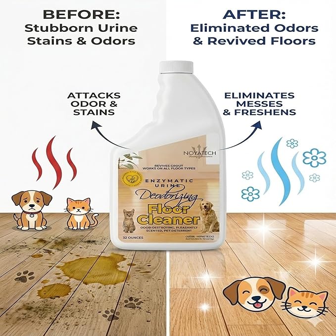 Pet Floor Cleaner – Enzyme-Powered Degreaser for Urine Odor &amp Grime | Safe for Tile Vinyl Grout &amp Hardwood | Residue-Free &amp Pet Safe