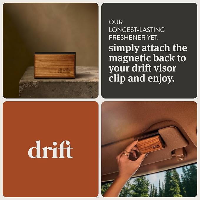 Drift Car Air Freshener - The Original Wood Air Freshener - Car Odor Eliminator - Metal Clip - Essential Oils - 3-Piece Variety Pack Refills - Teak Open Air Cabana - NO CLIP INCLUDED