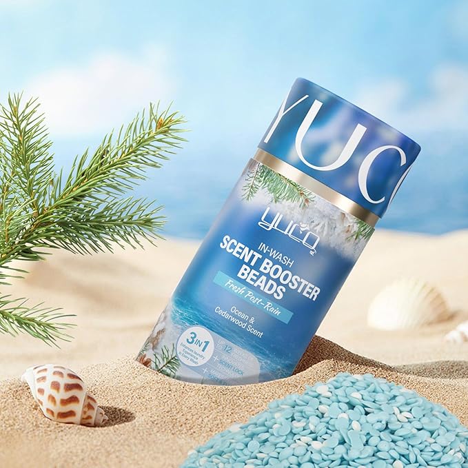 YUCO Scent Beads Laundry NaturalUltra-Concentrated Two-Color Laundry BeadsEffective Fabric DeodorizerSoftenStatic FreeMicrocapsule Technology Scent Lock Fresh Last 12Weeks(Ocean Cedarwood12.6OZ)