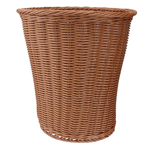 Woven Rattan Trash Can Household Wastebasket Multi Purpose Storage Basket for Bedroom Bathroom Office Random Color Random Color