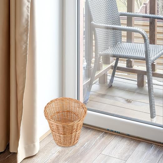 BESPORTBLE Wicker Wastebasket Woven Trash Basket Natural Rattan Material Bathroom Office Home Storage Decorative Waste Bin