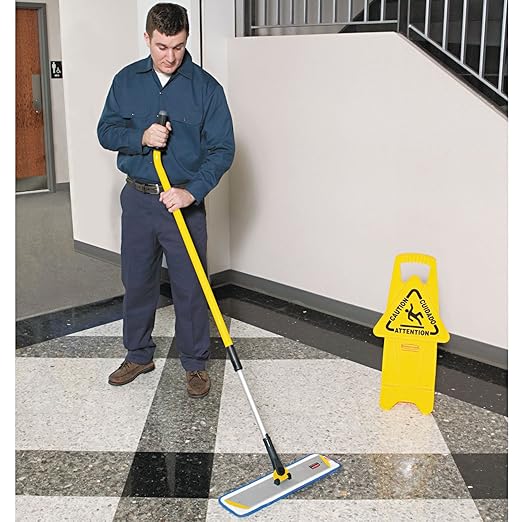 Rubbermaid Commercial Products HYGEN Quick-Connect Ergonomic Extension/Extendable Handle/Stick 48-72 Yellow for Janitorial/Professional Microfiber Floor Cleaning/Mopping
