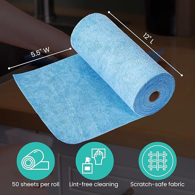 Microfiber Cleaning Cloth Roll Tearaway 50 PCS Tear Away Towels Reusable &amp Washable Ultra Absorbent 12 x 5.5 Dish Rags for Car Home Kitchen  200 GSM Thickness Paper Towel Alternative