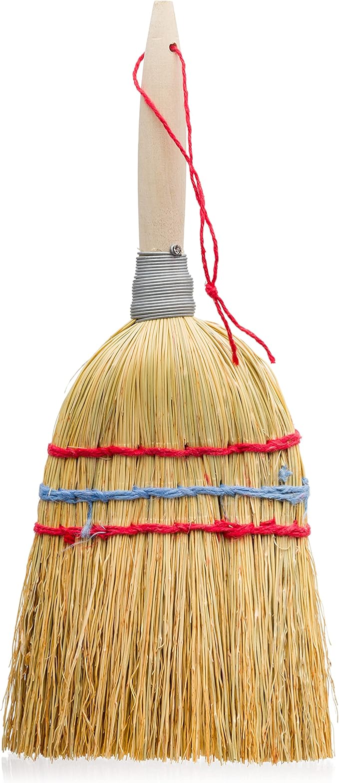 Redecker Hand Brush with Wooden Handle Rice Straw Untreated Beechwood 10-Inches
