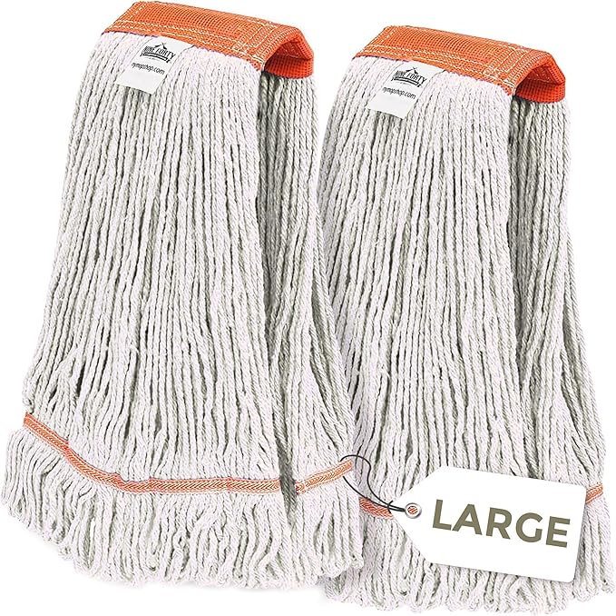 Nine Forty 2-Pack Industrial and Commercial-Grade Looped End Wet Mop Head Refill - Heavy Duty 20 Inch 4-Ply Premium Synthetic Yarn - for Optimal Absorption and Durability - White (2 Pack Large)