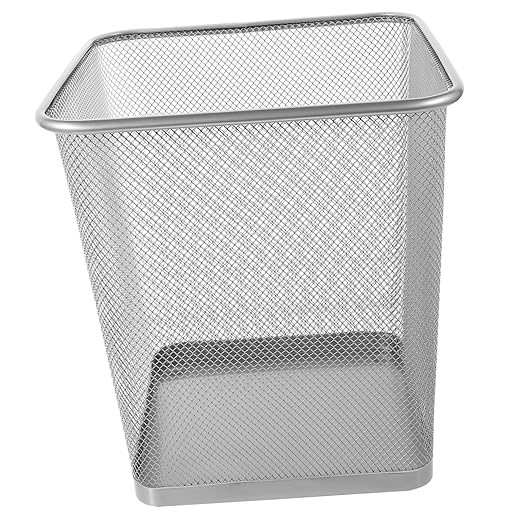 Alipis Square Metal Wastebasket Sturdy Iron Frame Black Mesh Design Trash Can for Home and Office Compact Size for Office Use and Waste Disposal