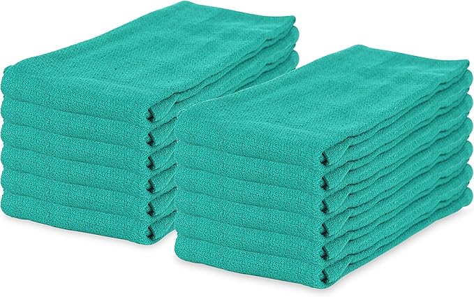 Arkwright Microfiber Huck Towels Pack of 12 Lint Free Surgical Cleaning Cloths for Glass Windows Auto Detailing and Professional Use 16 x 26 in Hunter Green
