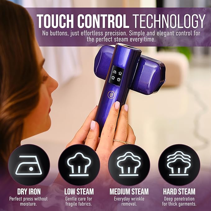 Mini Steam Iron &amp Travel Garment Steamer – 1200W Portable Wrinkle Remover Handheld Clothes Steamer 20s Fast Heating 4 Modes Compact Folding Design Fabric Steamer for Home &amp Travel–Purple