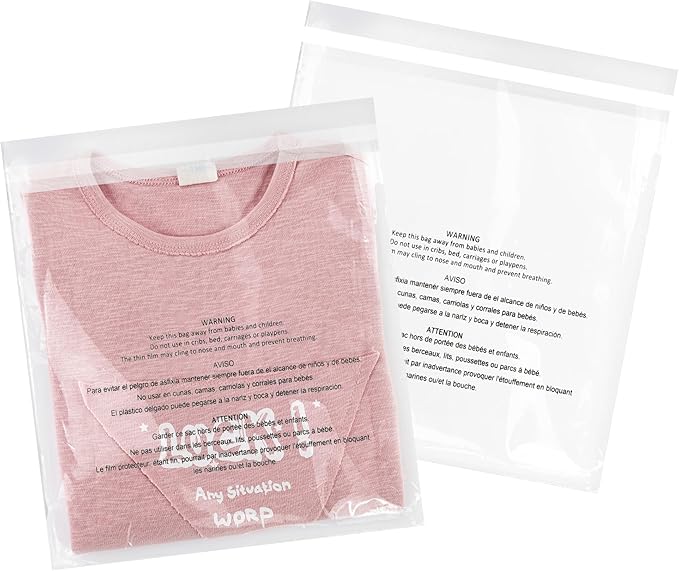 iMailer - 500 Pcs - 9 x 12 Suffocation Warning Self Seal Clear Plastic Poly Bags 1.6 Mil for A4 Letter Sized Documents Marketing Materials Clothes-Permanent Glue