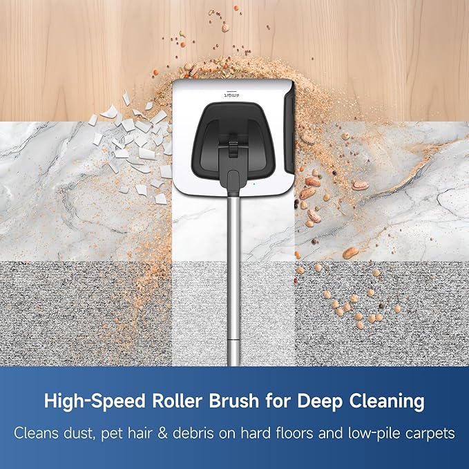 FMART FM-009 Cordless Electric Floor Sweeper — Lightweight One-Hand Operation with Flexible Handle Quiet Design Powerful High-Speed Edge Brush for Hard Floors Corners &amp Low-Pile Carpets