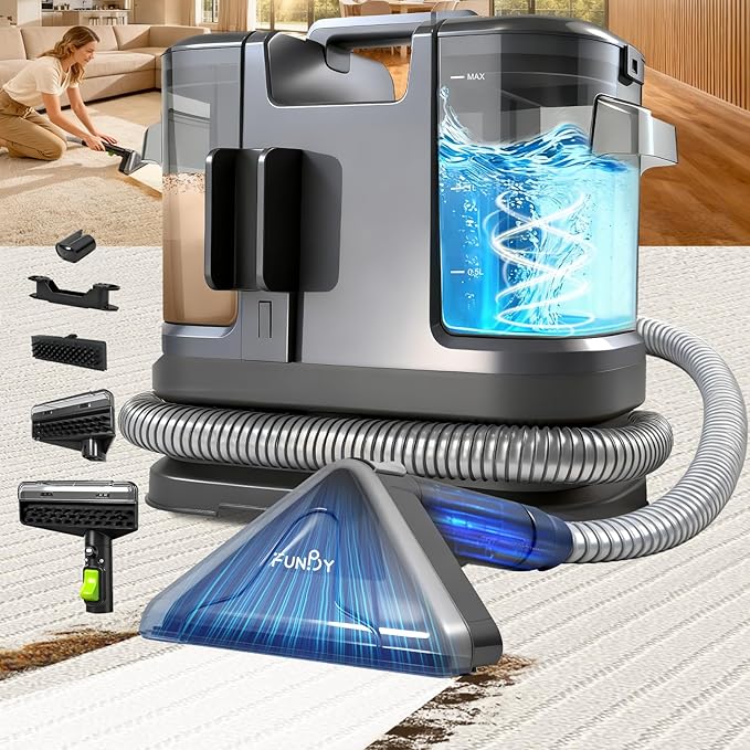 Portable Carpet Cleaner MachineCarpet &amp Upholstery Cleaner Machine15KPA Portable Small carpet Cleaner with Powerful SuctionHandheld Carpet Cleaner with 3 Brusheadportable Carpet cleaner for Pe
