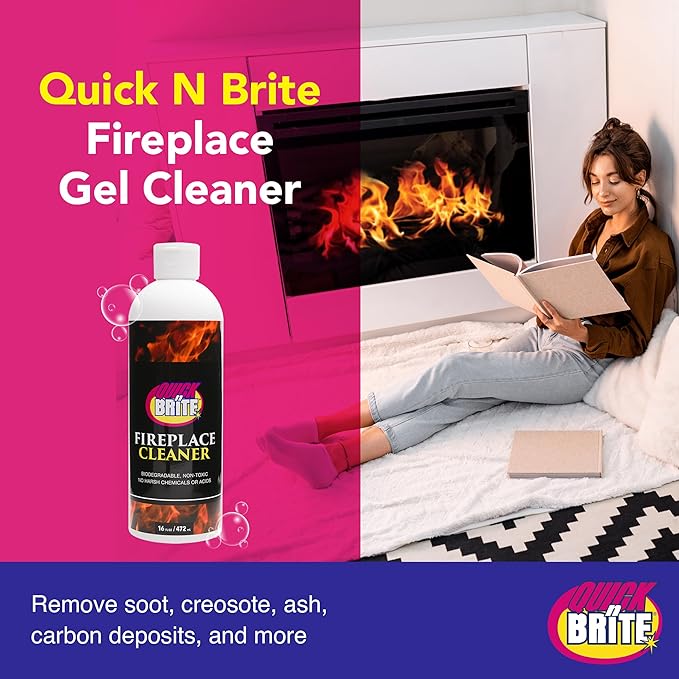 Quick 'n Brite Fireplace Gel Cleaner for Brick Stone Rock Tile and Marble Nonabrasive Fireplace Cleaner Made in the USA 16 oz (Pack of 2)