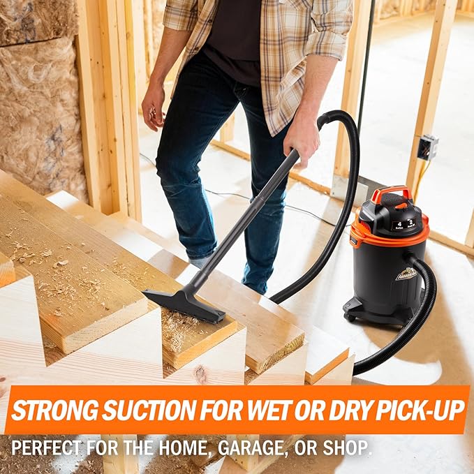 Armor All VO405P 0901 4 Gallon Wet/Dry Vac 2.0 Peak HP Shop Vacuum with Nozzles &amp BrushBlack/Orange